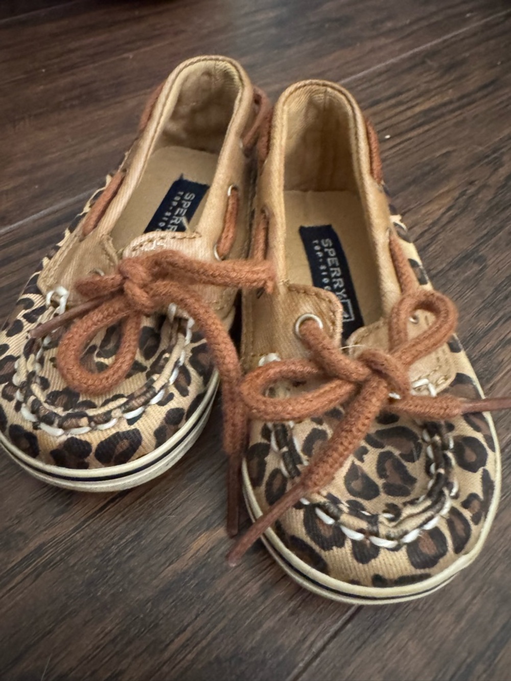 Sperry Kids Leopard Print Moccasin Boat Shoes - Tan/Brown